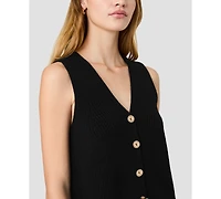 French Connection Women's Mozart V-Neck Sleeveless Rib Knit Vest