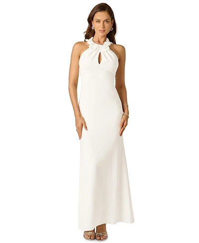 Adrianna Papell Women's Rosette Halter Gown