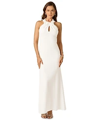 Adrianna Papell Women's Rosette Halter Gown