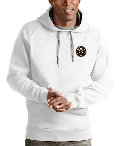 Antigua Men's White Denver Nuggets Victory Pullover Hoodie