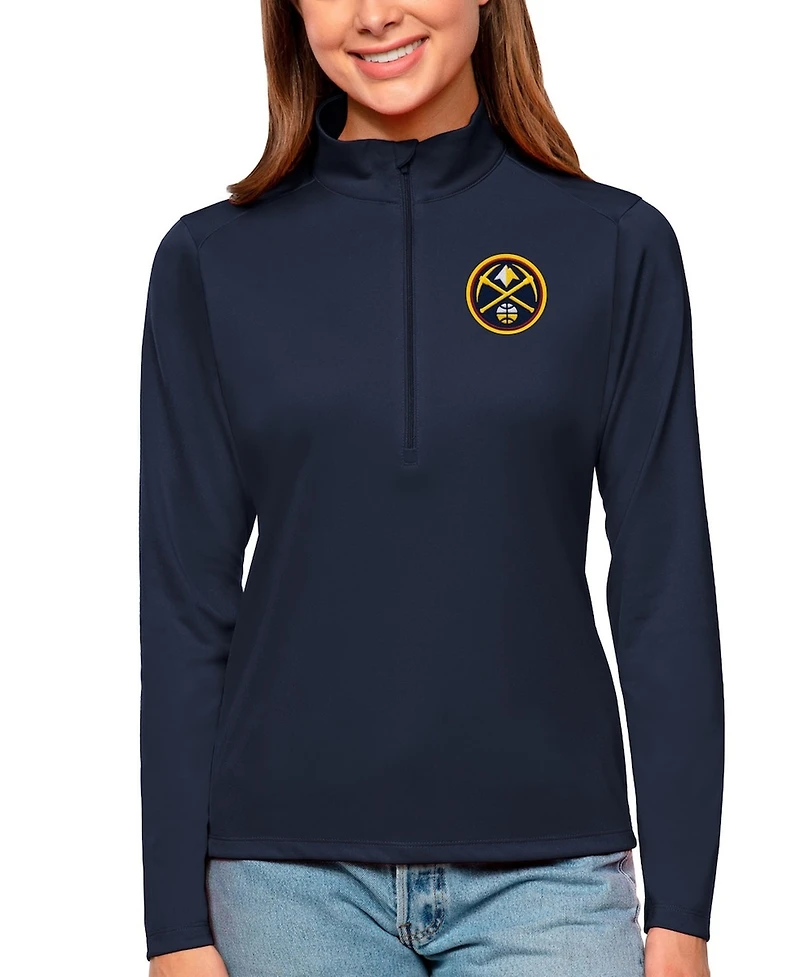 Antigua Women's Navy Denver Nuggets Tribute Half-Zip Sweatshirt