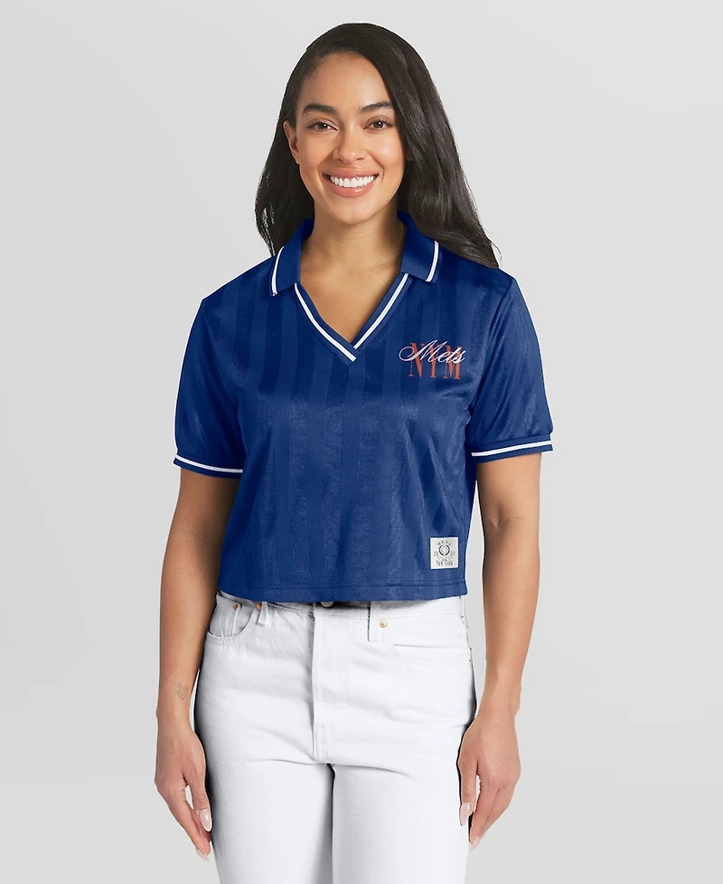 Wear by Erin Andrews Women's Royal New York Mets Cropped Polo Shirt