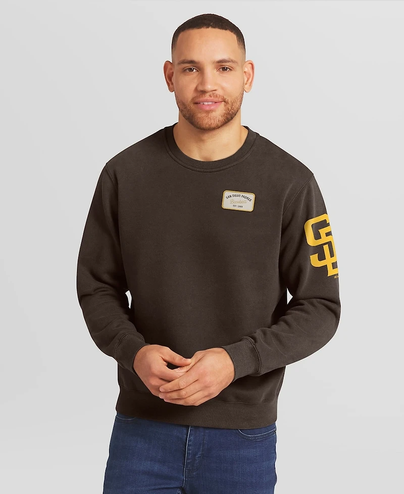 Darius Rucker Collection by Fanatics Men's Brown San Diego Padres Washed Crew Neck Pullover Sweatshirt