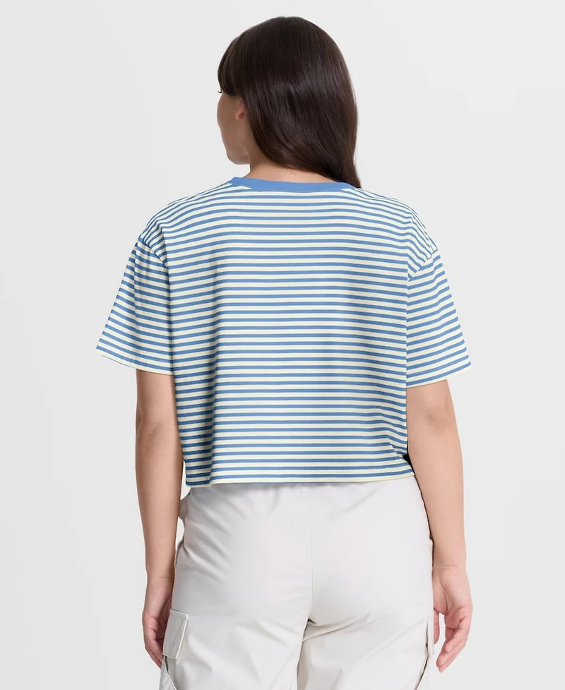 Nike Women's Light Blue/Cream Philadelphia Phillies Cooperstown Collection Striped Cropped T-Shirt