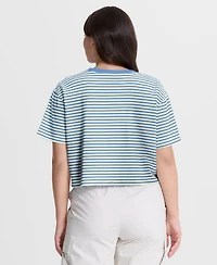 Nike Women's Light Blue/Cream Philadelphia Phillies Cooperstown Collection Striped Cropped T-Shirt