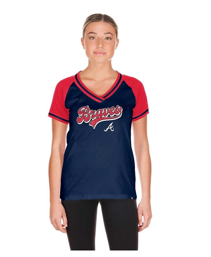New Era Women's Navy Atlanta Braves Gameday V-Neck T-Shirt
