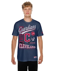 New Era Men's Navy Cleveland Guardians Oversized Throwback Distressed T-Shirt