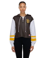 New Era Women's Brown San Diego Padres Boxy Lace-Up Hoodie