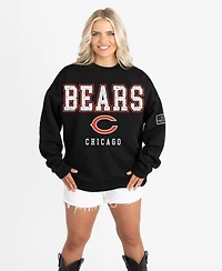 Gameday Couture Women's Black Chicago Bears Oversized Level Up Label Premium Fleece Sweatshirt