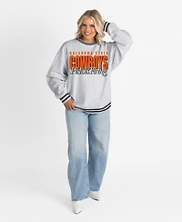 Gameday Couture Women's Gray Oklahoma State Cowboys Oversized Showdown Ringer Stripe Sweatshirt