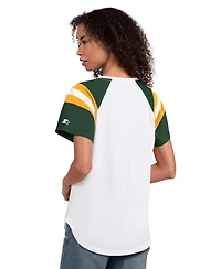 Starter Women's White Green Bay Packers Game On Notch Neck T-Shirt