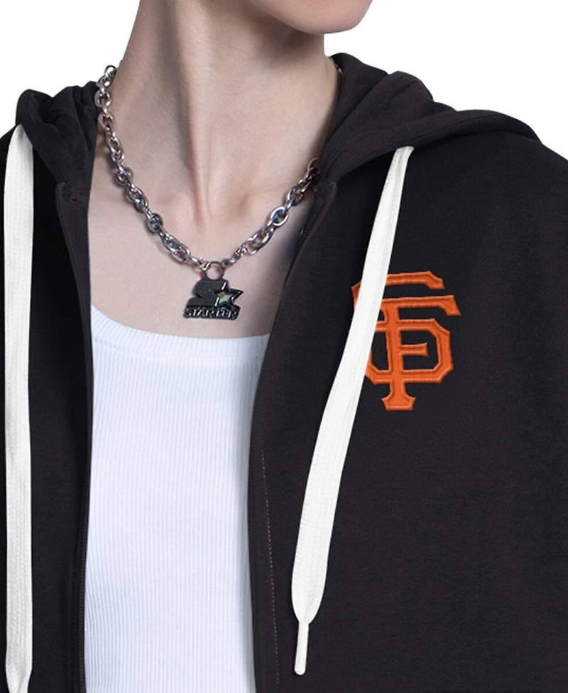 Starter Women's Black/Heather Gray San Francisco Giants Wishbone Full-Zip Hoodie
