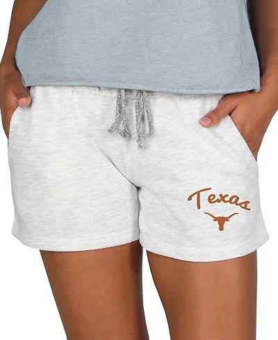 Concepts Sport Women's Ash Texas Longhorns Mainstream French Terry Tri-Blend Shorts