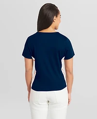 Wear by Erin Andrews Women's Navy Detroit Tigers Notch Neck Cropped T-Shirt