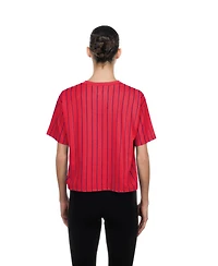 New Era Women's Red Philadelphia Phillies Throwback Meshback Pinstripe Boxy T-Shirt
