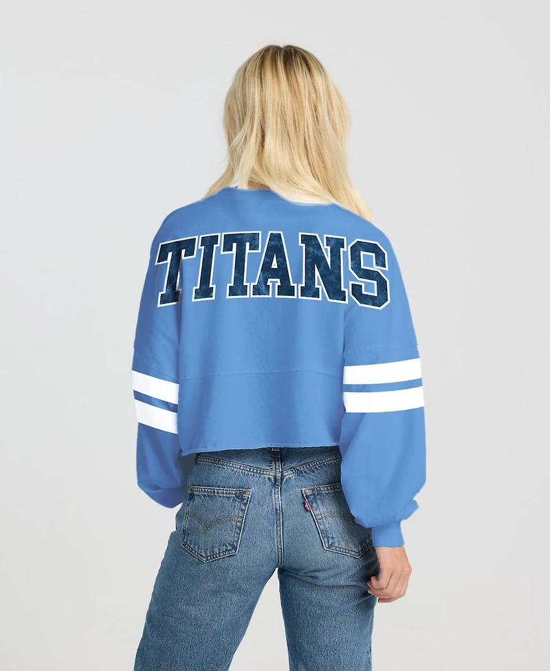 Spirit Jersey Women's Light Blue Tennessee Titans Sleeve Stripe Long T-Shirt