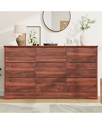 homfan 9-Drawer Wooden Dresser, Tall Modern Chest with Deep Storage, Wide Top Long Dresser for Bedroom, Living Room, Hallway, Kids Room
