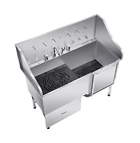 Ruie 61 inch Stainless Steel Dog Washing Station Foldable Ramp Door 440 lb