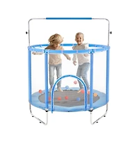 Ruie 55 in Mini Toddler Trampoline with Safety Net and Basketball Hoop Ages 3 Plus