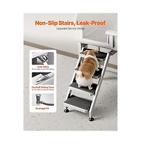Ruie 34 inch Stainless Steel Dog Grooming Bathtub with Non Slip Stairs and Faucet Left Door