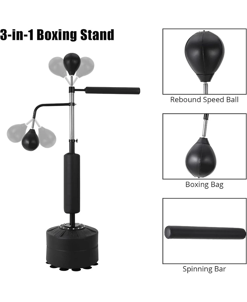 Xo 3-in-1 Punching Bag Set with Stand, Adjustable Boxing Bag with 2 Speed Balls and 360degree(s) Bar, Home Gym Training Equipment for Adults Teens