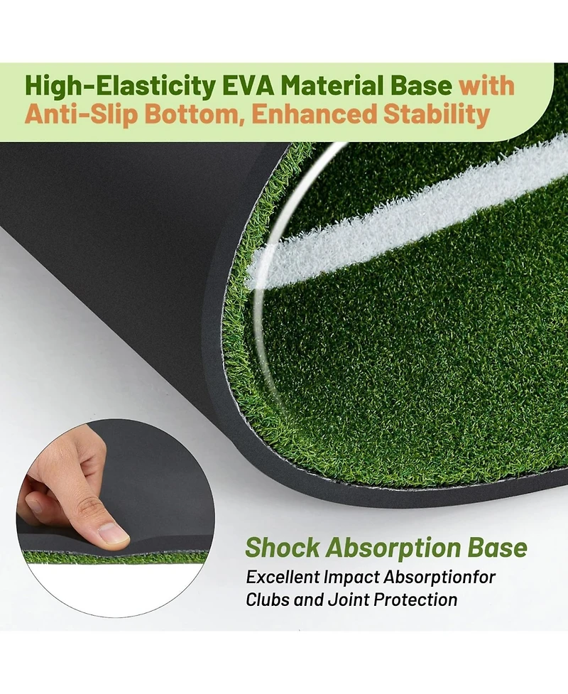 Xo 5x4FT Dual Turf Golf Mat, Thick Practice Mat with Swing Path Guide and Tees for Indoor Outdoor Training