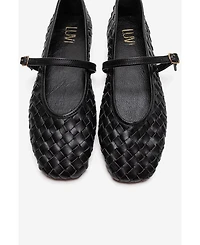 Forever & Always Shoes Women's Yevora Leather Woven Strap Ballet Flat