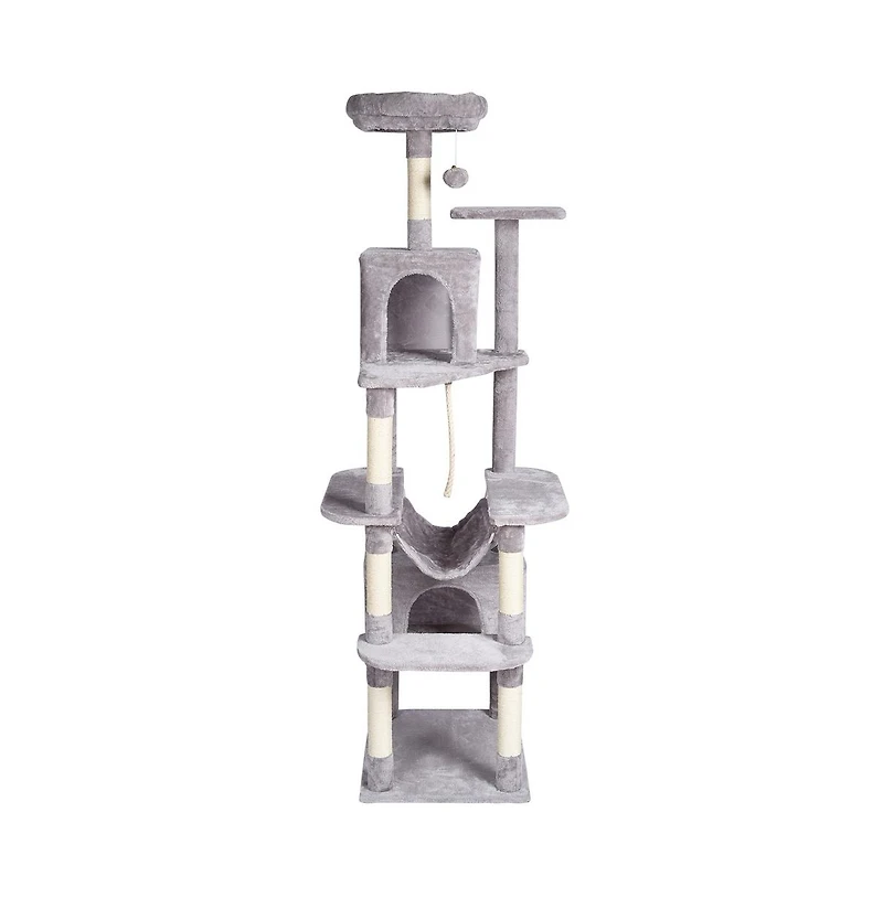 Ruie 72 Inch Tall Cat Tree with 2 Condos Hammock Sisal Posts for Large Cats