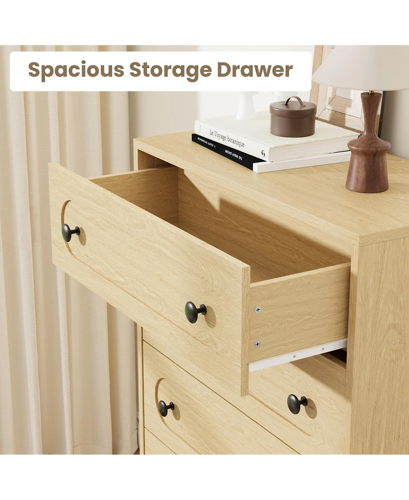 gaomon 5 Drawer Dresser for Bedroom, 50" Tall Large Dresser with Deep Drawers and Metal Knobs, Wooden Mid-Century Chest of Drawers for Living Room