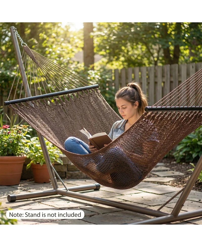 Gouun Double Caribbean Hammock with Spreader Bar for Patio Poolside