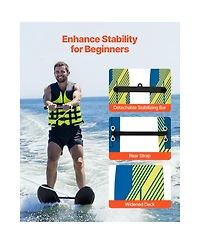 Hikeen Water Skis Kids Water Ski Trainers Adjustable Bindings Double Handle Rope and Removable Stabilizing Bar Training Waterskis