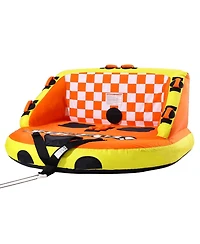 Hikeen Towable Tube for Boating Riders Inflatable Towable Tubes with Deck Seats and Backrest Water Sport Tube for Boat to Pull Full Nylon Cover