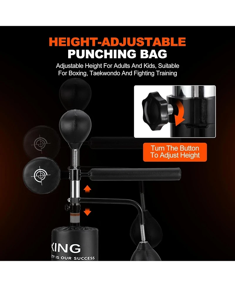 Xo 5-in-1 Punching Bag with Stand, Freestanding Heavy Boxing Bag with Suction Base, Adjustable Training Equipment for Mma Kickboxing Home Gym