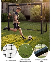 Xo 8FT Soccer Goal, Metal Frame with Foam Padded Posts, Weatherproof Net, Easy Assembly Backyard Training Goal