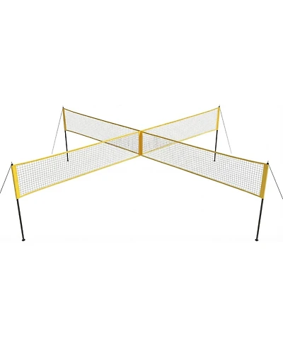 Xo 14FT Portable Volleyball Net Set, Height Adjustable with Ball Pump and Bag, Backyard Beach Lawn Family Game Kit