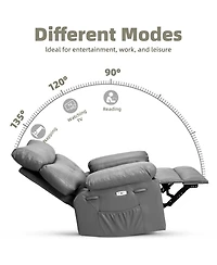 gaomon 360 Swivel Manual Recliner Chair, Pu Leather Single Sofa Seat with Side Pocket, 135 Degree Recline, for Living Room Bedroom