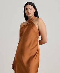 Lauren Ralph Women's Tie-Back Charmeuse Halter Cocktail Dress