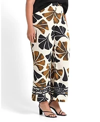 Estelle Women's Elaris Linen Print High Rise Wide Relaxed Pant