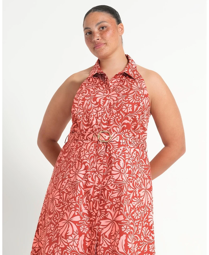 Estelle Women's Bellavie Floral Button-Front Belted Mini Dress