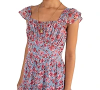 Rare Editions Girls' 7-16 Printed Floral Lurex Chiffon Dress