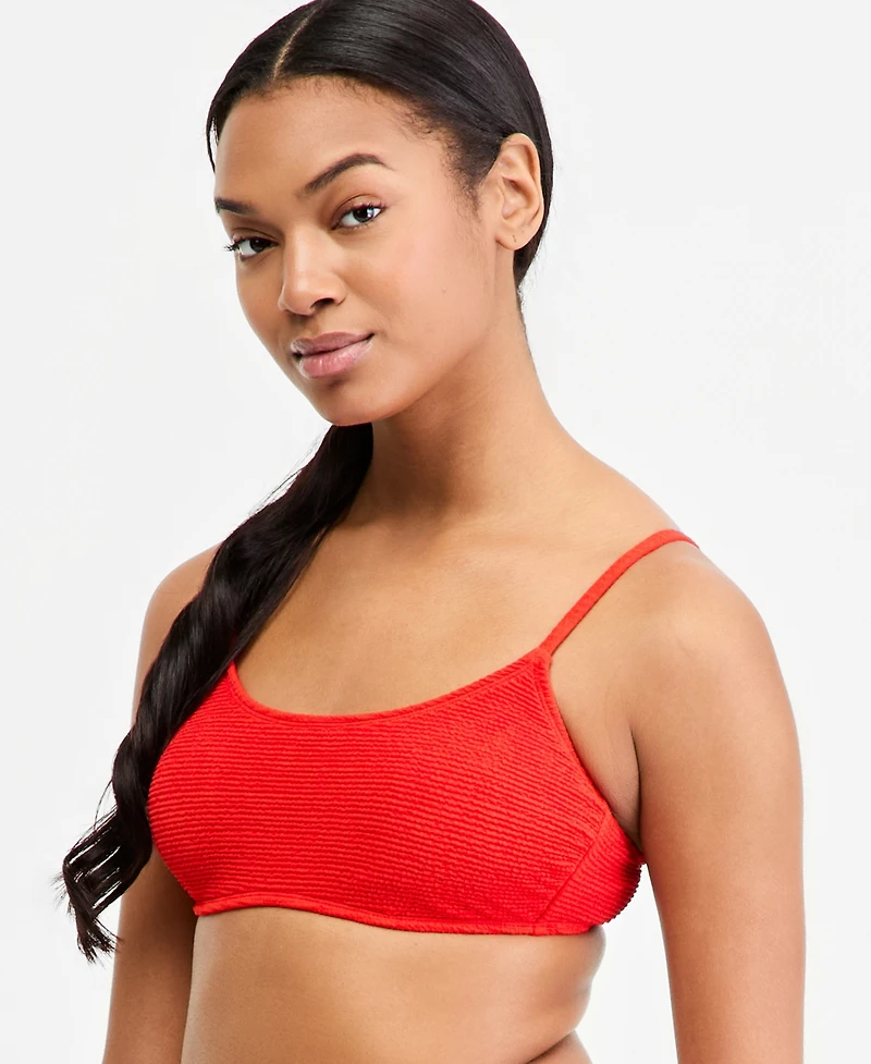 California Waves Women's Popcorn Scrunch Tie-Back Bikini Top