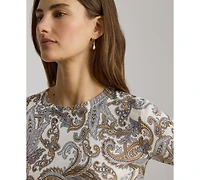 Lauren Ralph Petite Paisley Print Crewneck Sweater