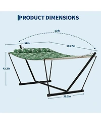 gaomon 450 Lbs Capacity, 2 Person Outdoor Hammock for Patio, Backyard, Garden, Beach, With Leaves Pattern