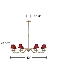 Franklin Iron Works Marinec 42" Wide Soft Gold 8-Light Chandelier with Red Shades