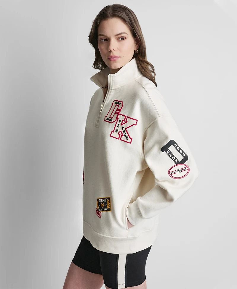 Dkny Sport Women's Campus Patch Quarter-Zip Sweatshirt