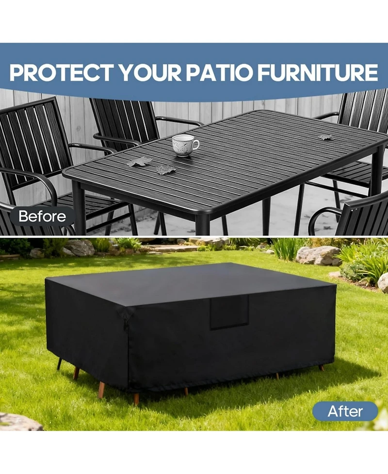 Yiortwo 600D Waterproof Patio Furniture Cover for Outdoor Dining Table and Chairs