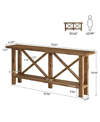 Tribesigns Solid Wood Console Table, 70.9-Inch Long Narrow Entryway Table with Storage, 2-Tier Farmhouse Sofa Console Behind Couch