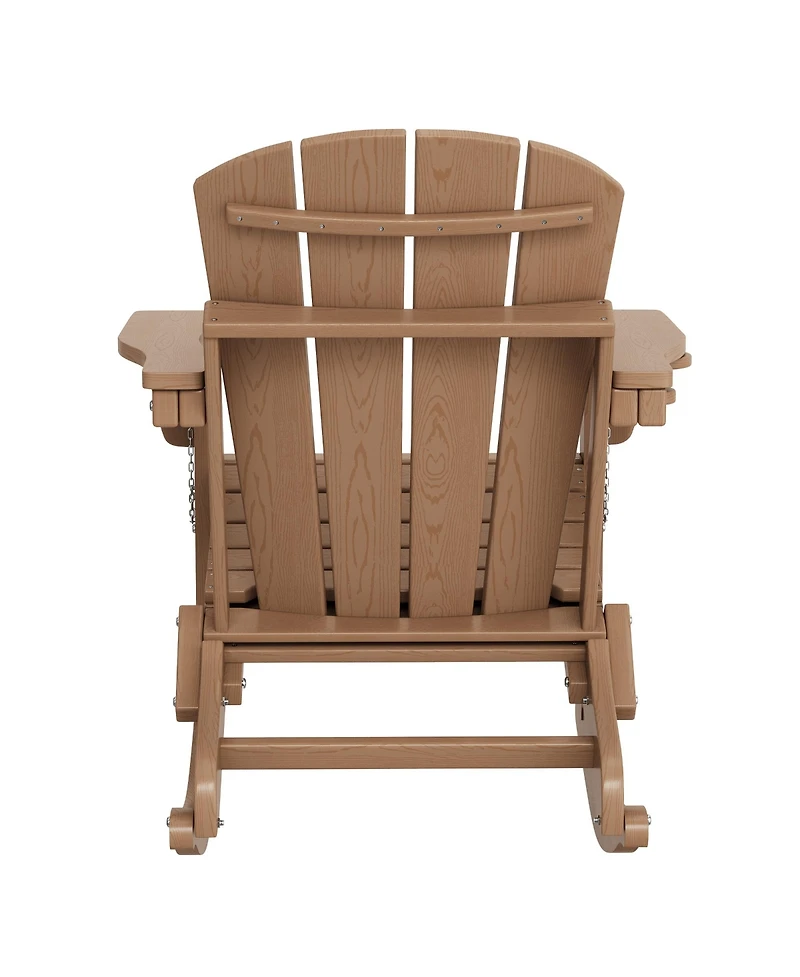 gaomon All-Weather Hdpe Outdoor Folding Adirondack Rocking Chair with Retractable Ottoman for patios, Decks, Gardens