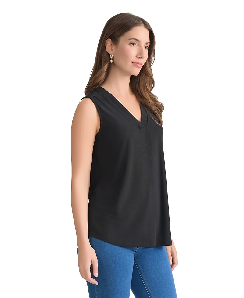 Jones New York Women's Crepe Sleeveless V-Neck Top