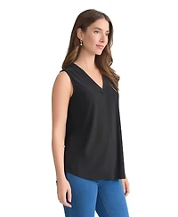 Jones New York Women's Crepe Sleeveless V-Neck Top